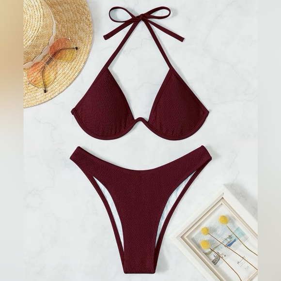 SHEIN Other - NWOT Dark Red String Bikini